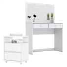 Penteadeira Daila com Led e Mesa de Cabeceira Campeche Branco - Henn
