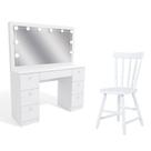 Penteadeira Ditália 7 Gavetas Com Cadeira + Kit Luz Pe-80 Branco