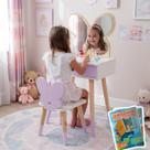 Penteadeira Infantil com Cadeirinha e Espelho Borboleta Tamanho P Kit Livro Educativo