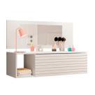 Penteadeira Joy Branca com Espelho 90cm Nicho Organizador e Compartimento Decorativo para Quarto