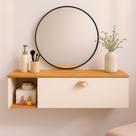 Penteadeira Margot MakeUp Maquiagem Suspensa closet, Gaveta, Nicho, Divisória, Puxador Concha Penteadeira Margot MakeUp Maquiagem Suspensa closet, Gaveta, Nicho, Divisória, Puxador Concha