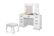 Penteadeira New Seul Led Camarim Espelho Com Banqueta Branco - Luapa Penteadeira New Seul Led Camarim Espelho Com Banqueta Branco - Luapa