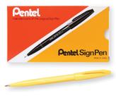 Pentel Sign Pen S520-G Marca Texto Amarillo, Punta de Fibra, Paquete de 12