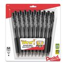 Pentel WOW! Canetas esferográficas retráteis, tinta preta, pacote com 18