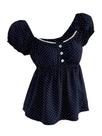 Peplum Tops Verdusa Polka Dots Summer Dark Blue para mulheres Peplum Tops Verdusa Polka Dots Summer Dark Blue para mulheres