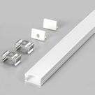 Perfil de Alumínio para LED Sobrepor Slim 17x7mm 2 Metros Branco ou Preto com Difusor Leitoso