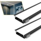 Perfil de LED Embutir 46x12mm Alumínio Preto 2m para Gesso e Sanca
