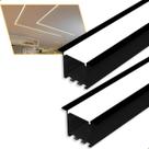 Perfil de LED Embutir 56x35mm Alumínio 2m para Gesso e Sanca Preto