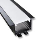 Perfil Para Fita Led Embutir 43x25mm Preto Barra 1 metro