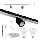 Perfil Pendente Com Led Spot 3.000K 36mm Preto 1m Dopo ilunato
