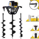 Perfurador de Solo Profissional Lynus PSL517 À Gasolina 2T 52cc 1,8HP 9.000rpm Alta Potência, Rotação e Performance Com Ignição CDI e Empunhadura Ergonômica + KIT Brocas 80X10cm, 80X15cm e 80X20cm