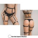 Persex Cinto Duplo Couro Branco Com Argolas e Ajuste