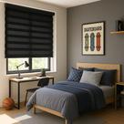 Persiana Double Vision Sunny 160larg x 160alt Total Black (com bandô)