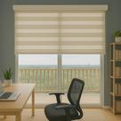 Persiana Double Vision Sunny 180larg x 220alt Linho Creme (com bandô)