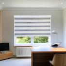 Persiana Rolo Duplo Tecido Zebra Linho 140 (L) x 160 (A) Double Vision C/ Bandô e Kit Instalação