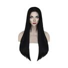 Peruca Addams Family - Longa, Preta e Lisa - Resistente ao Calor (Morticia/Wednesday)