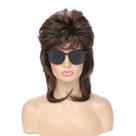 Peruca adequada Joe Dirt Mullet para mulheres dos anos 80 e 90 Party Brown