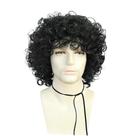 Peruca Afro Curly 30cm preta para homens, anos 70 e 80, estilo retrô