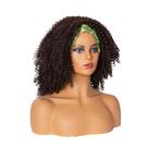 Peruca Afro Curly 35cm preta sintética para mulheres com faixa de cabeça