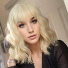 Peruca AGO Blonde Short Curly Bob 35cm Platinum Blonde 170g