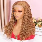 Peruca Ailwelia Curly Bob 100% cabelo humano 200% densidade 18" loira