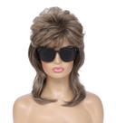 Peruca Airhostess Mullet Style Joe Dirt para mulheres marrom claro