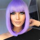Peruca AISI BEAUTY Roxa Sintética Curta Straight Bob 30cm