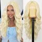 Peruca AISI HAIR 613 Blonde sintética longa ondulada 66cm para mulheres Peruca AISI HAIR 613 Blonde sintética longa ondulada 66cm para mulheres
