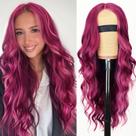 Peruca AISI HAIR Burgundy Mixed Rose Red Wavy 66cm para mulheres