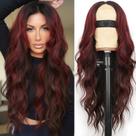 Peruca AISI HAIR Long Wavy Brown Mixed Red Sintética para Mulheres