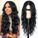 Peruca AISI HAIR preta sintética resistente ao calor longa ondulada 66cm