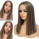 Peruca Alileona Synthetic Highlight Bob 35 cm de renda reta na frente