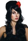 Peruca ALLAURA Amy Winehouse Black Beehive com flor vermelha
