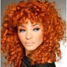 Peruca Andromeda Orange Curly with Bangs 14" para mulheres negras