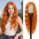 Peruca Angzon Orange 66 cm de comprimento e cabelo sintético ondulado para mulheres