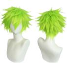 Peruca ANOGOL curta verde limão para homens + boné de cabelo Anime Cosplay