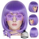 Peruca ANOGOL Lavender Purple Bob com franja e óculos de sol