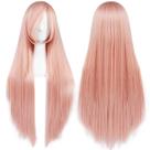Peruca ANOGOL rosa claro longa reta 80 cm para cosplay de anime