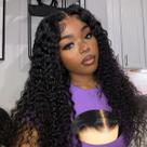 Peruca AOFEER Deep Wave 50 cm, renda frontal, 200% de densidade, cabelo humano