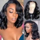 Peruca Aolisox Bob 25 cm, cabelo humano, 200 densidades, renda frontal