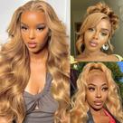 Peruca Avolo 28" Loiro Mel, 180% de Densidade, Ondas Naturais
