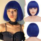 Peruca BARSDAR Blue 12" Short Bob com franja sintética Peruca BARSDAR Blue 12" Short Bob com franja sintética