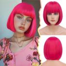 Peruca BARSDAR Hot Pink Bob 30 cm com franja, cabelo sintético feminino