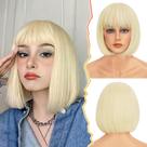 Peruca BARSDAR Short Platinum Blonde Bob 30cm com franja Peruca BARSDAR Short Platinum Blonde Bob 30cm com franja