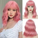 Peruca Beelu Pink Bob com franja sintética para mulheres de 35 cm