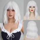 Peruca Beelu White Bob com franja curta ondulada para mulheres