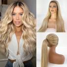 Peruca Benafee Blonde Highlight Human Hair 82cm 180% de densidade