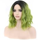 Peruca BERON Ombre Green Short Curly Wavy 33cm para mulheres e meninas