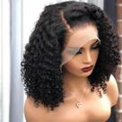 Peruca Besurina Curly Bob 35cm Cabelo humano 180% densidade preta Peruca Besurina Curly Bob 35cm Cabelo humano 180% densidade preta