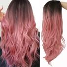 Peruca Beweig Long Curly Wavy Ombre rosa sintética para mulheres